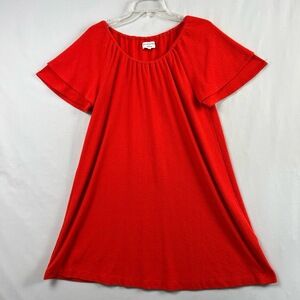 Texture & Thread Madewell Dress Womens Medium Shift Red Flutter Sleeve Casual